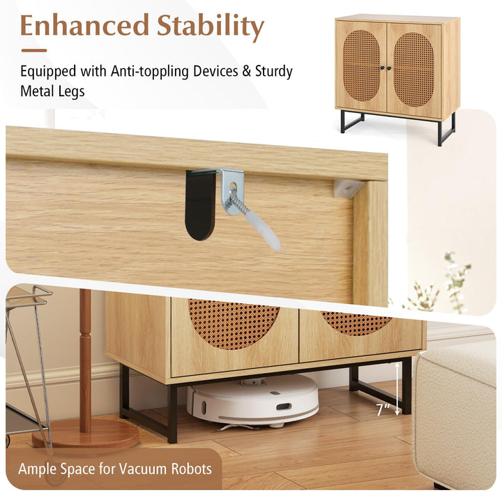 Giantex Small PE Rattan Buffet Cabinet with 2-Door Boho Sideboard