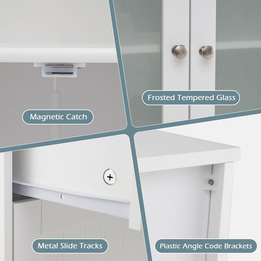 Giantex Bathroom Tall Pantry Cabinet Storage Cabinet with 2 Large Drawers