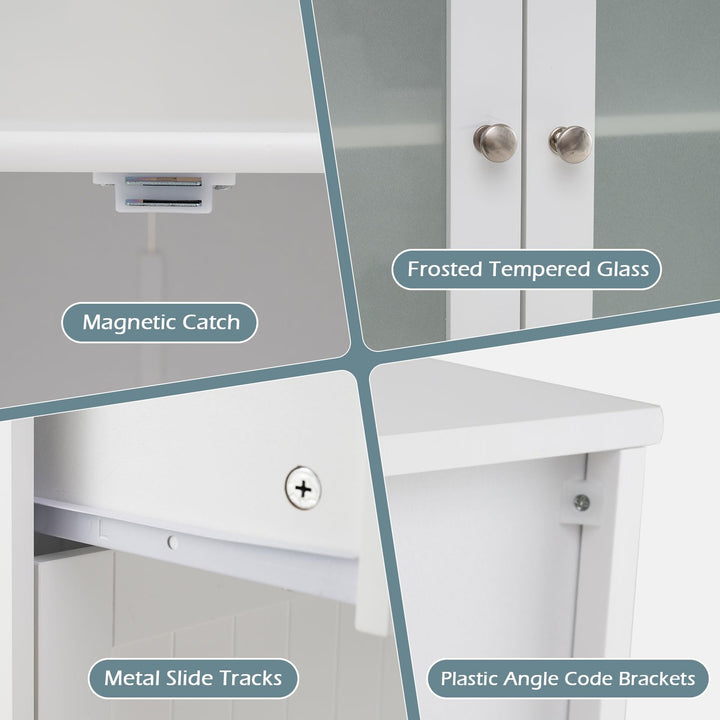Giantex Bathroom Tall Pantry Cabinet Storage Cabinet with 2 Large Drawers