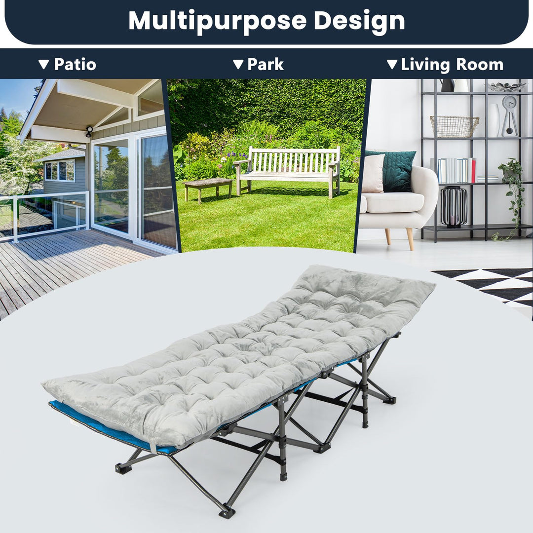 Giantex Camping Cot Pad, 75" x 27.5" x 3" Recliner Cushion with 4 Fixing Straps, Thickened Cushion for Lounge Chair and Swing