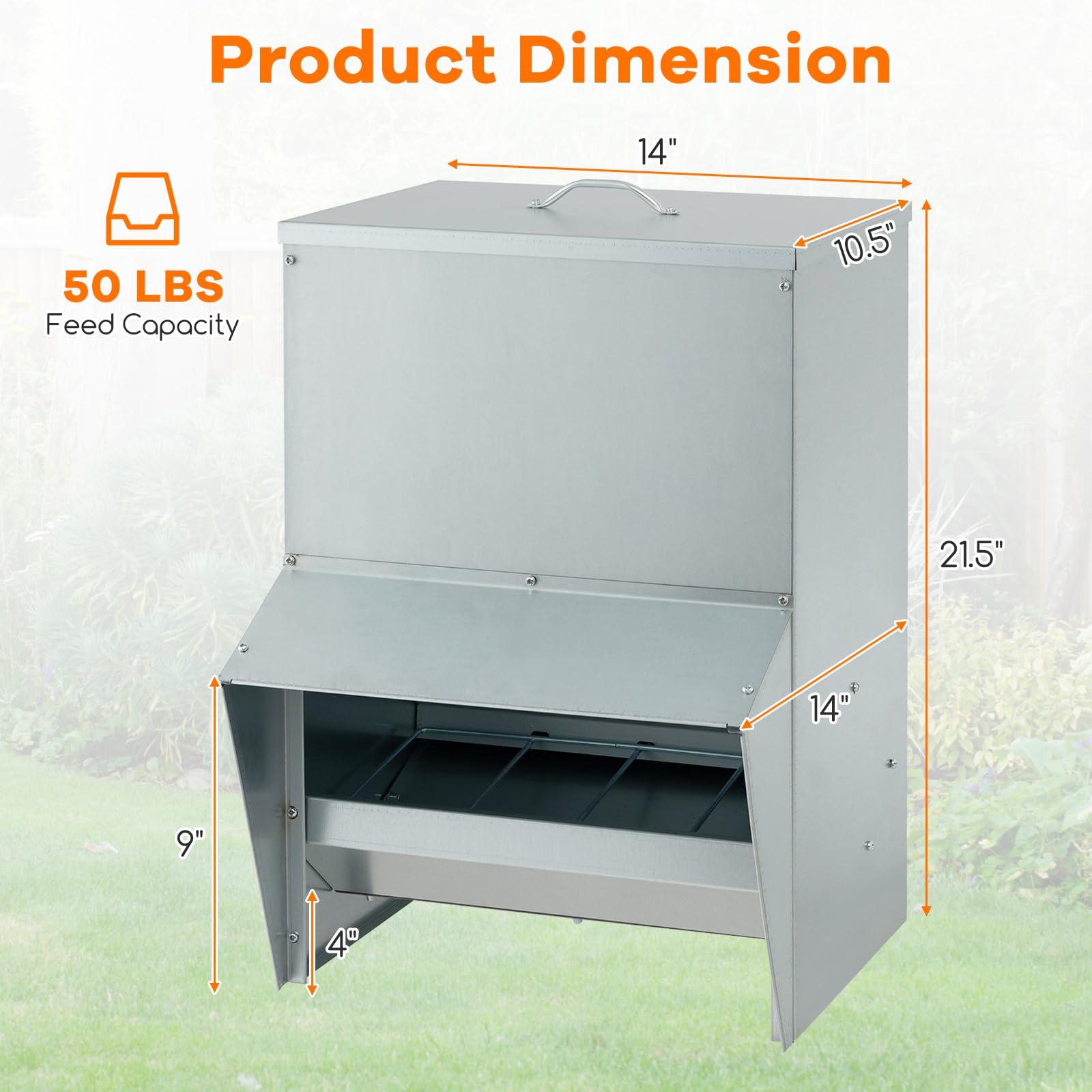 Giantex 50 lbs Galvanized Chicken Feeder