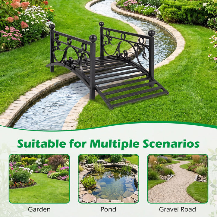 Giantex 3.3 FT Garden Metal Bridge with Dual Patterned Side Rails
