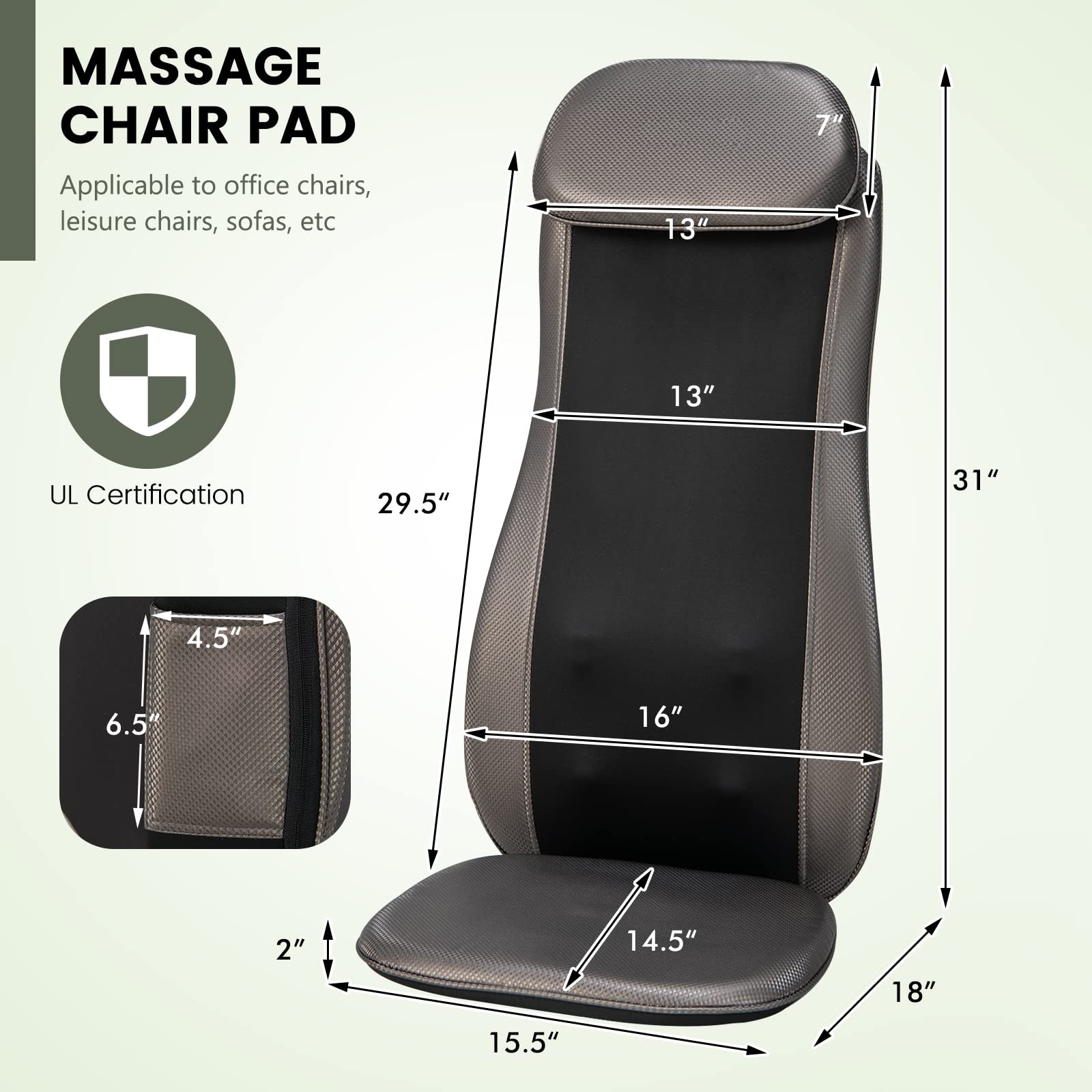 Giantex Back Massager Chair Pad - Massage Seat Cushion with Heat & Vibration