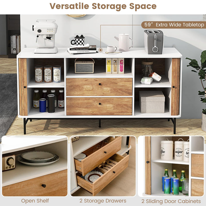Giantex Buffet Cabinet with Storage, 59" Modern Coffee Bar Sideboard w/Sliding Tambour Doors