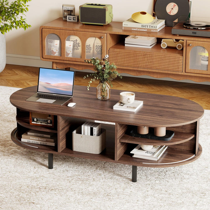 Giantex 48 Inch Mid Century Modern Living Room Table with Sliding Tambour Doors