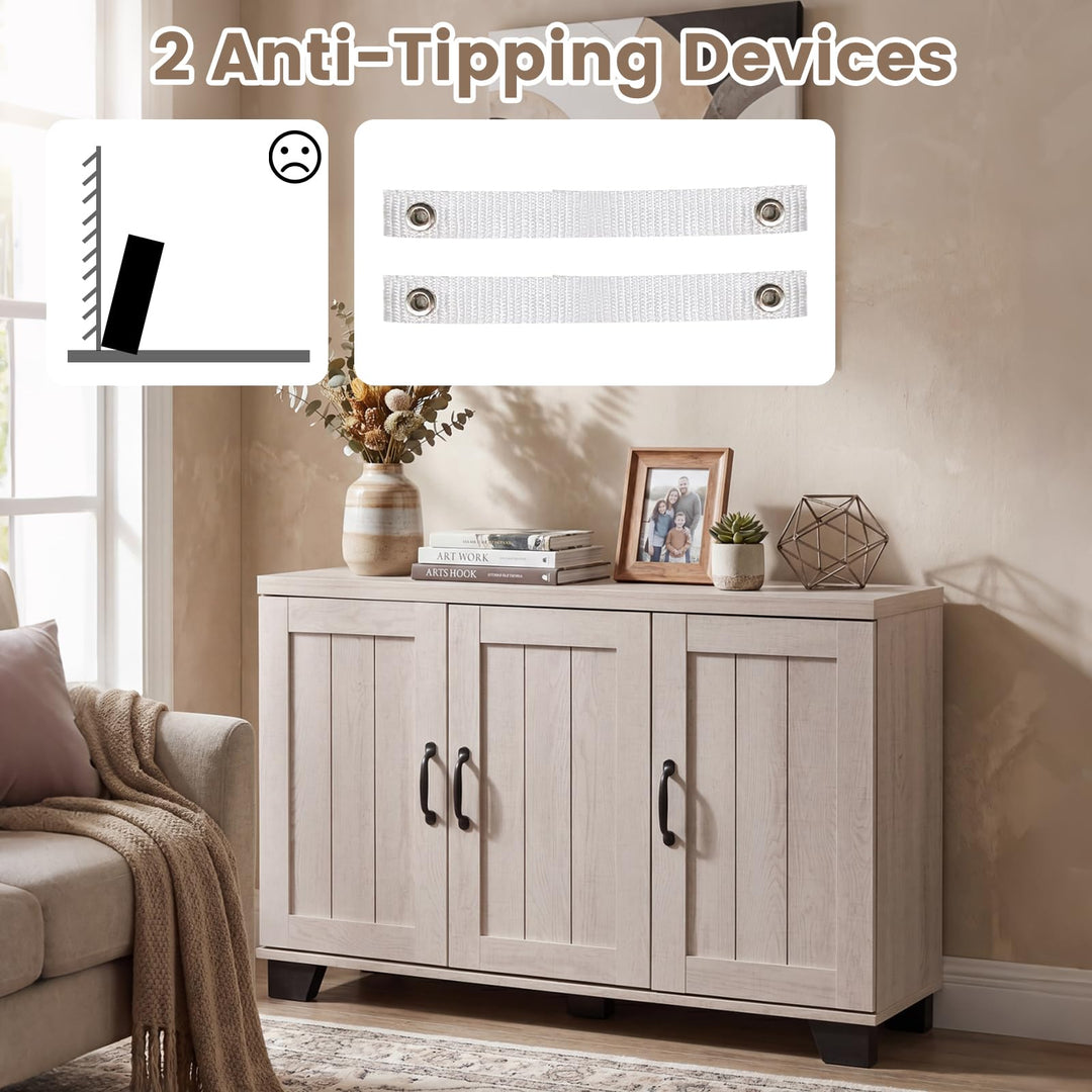 Giantex Sideboard Buffet Cabinet | 45" Farmhouse Coffee Bar Cabinet with 3 Doors &amp; Adjustable Shelves