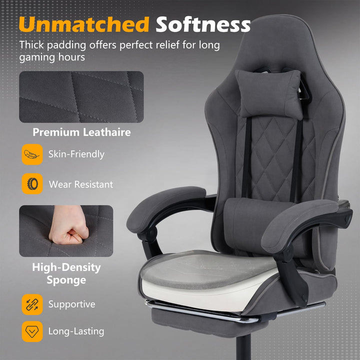 Giantex Gaming Chair Height Adjustable Computer Chair with Headrest and Lumbar Support
