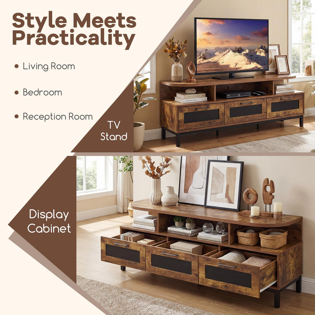 Giantex TV Stand for TVs up to 75" Entertainment Center with 3 Storage Drawers and Open Shelves