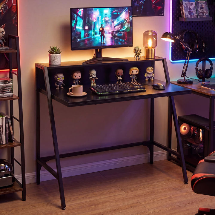 Giantex 31.5" Small Computer Desk with Raised Storage Shelf &amp; Heavy-Duty Metal Frame
