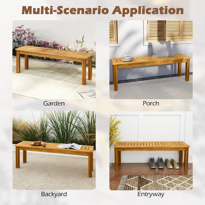Giantex 52" Acacia Wood Outdoor Bench with Slatted Seat and Solid Wood Legs 794Lbs Capacity