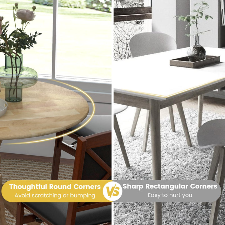 Giantex Wooden Dining Table, Dining Table with 40" D Round Tabletop & Curved Trestle Legs