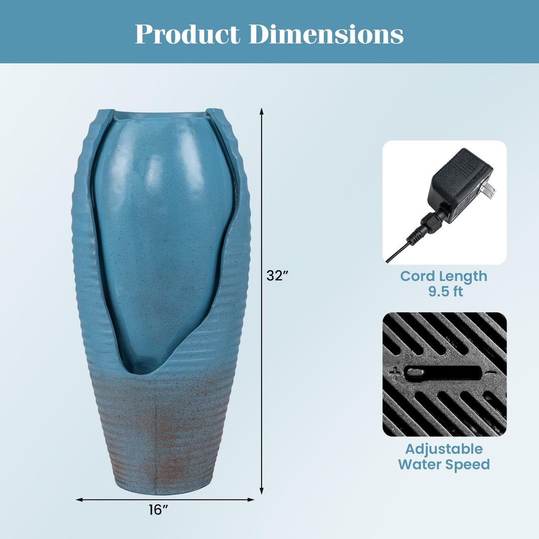 Giantex 32" Outdoor Jar Water Fountain with LED Lights