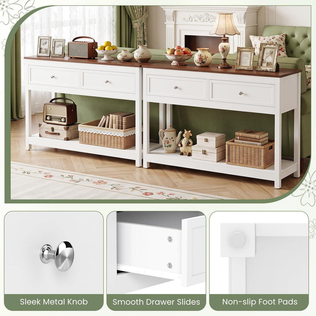 Giantex 47" Farmhouse Console Table with 2 Drawers Storage