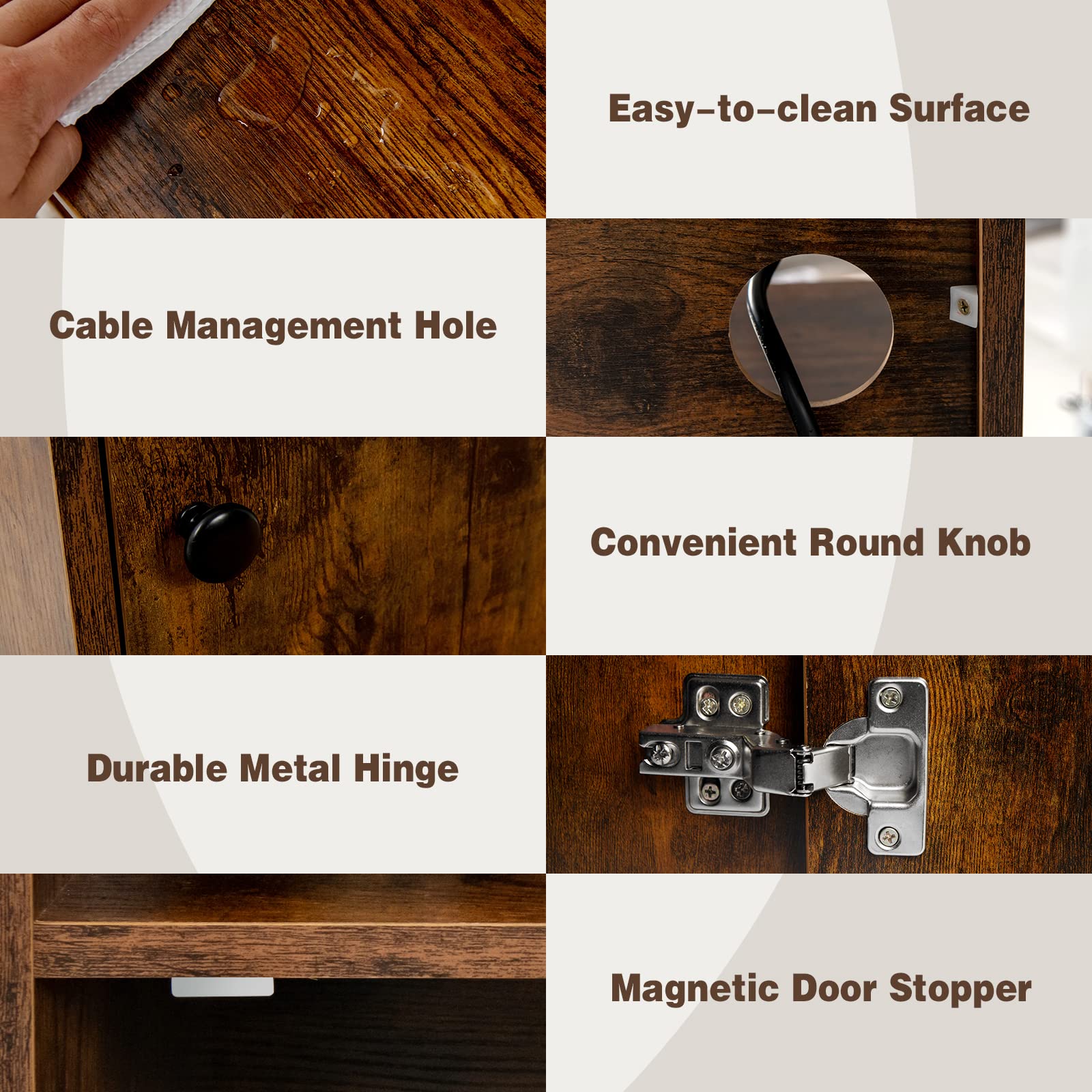 Giantex Nightstand with Charging Station - 55" Tall Bedside Table