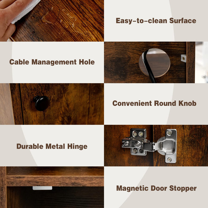 Giantex Nightstand with Charging Station - 55" Tall Bedside Table