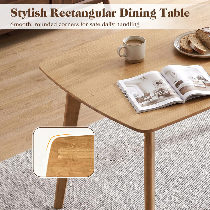 GIANTEX 55" Solid Wood Rectangular Dining Table w/Round Edges for 4-6