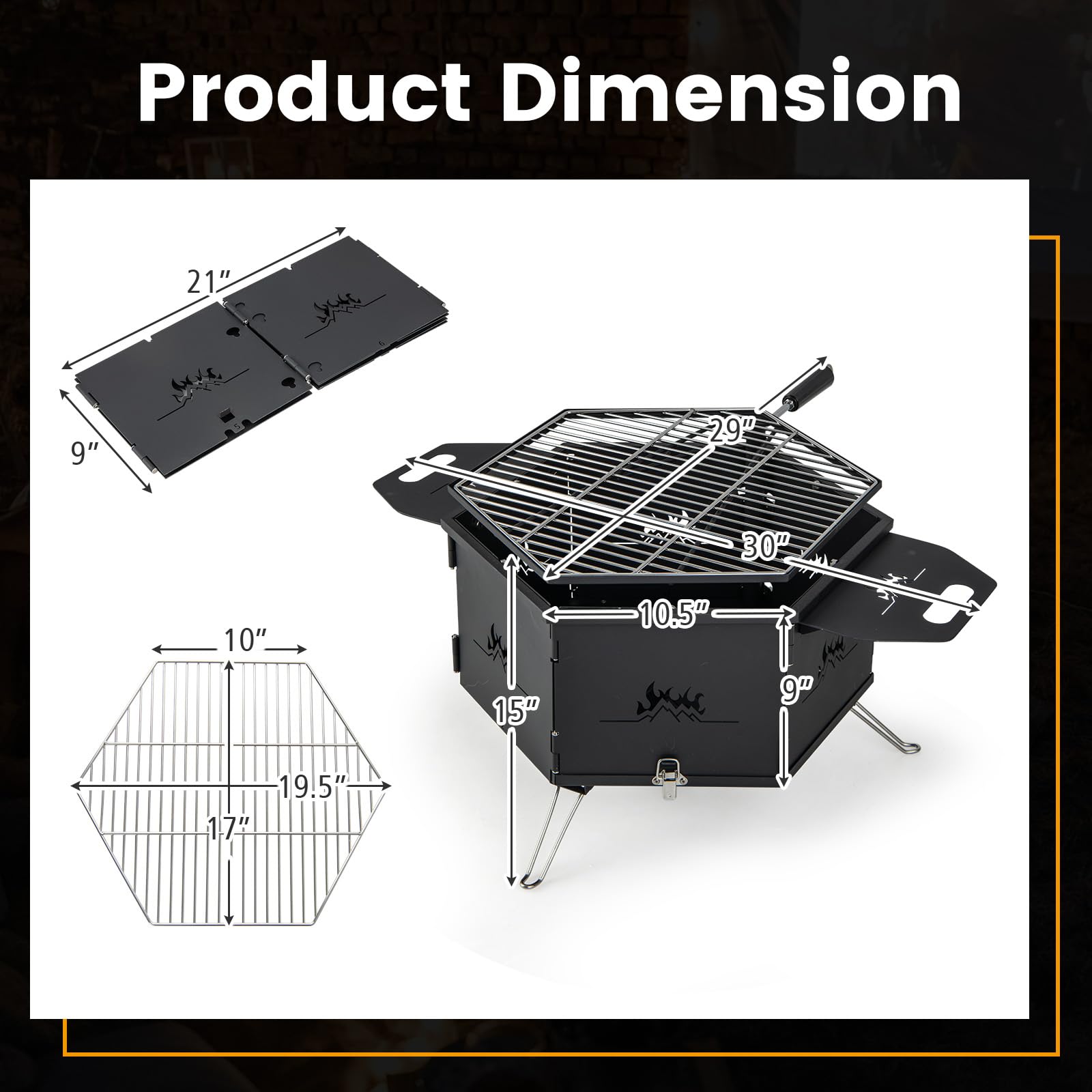 Giantex Fire Pit Grill, Outdoor Fire Pit with Removable 360° Swivel Cooking Grate