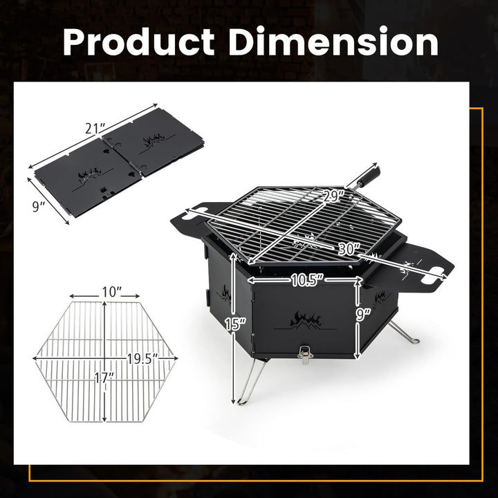 Giantex Fire Pit Grill, Outdoor Fire Pit with Removable 360° Swivel Cooking Grate