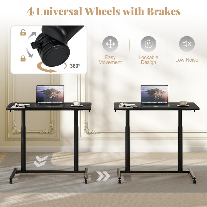 Giantex Mobile Standing Desk Height Adjustable Computer Desk with Wheels & Aluminum Frame