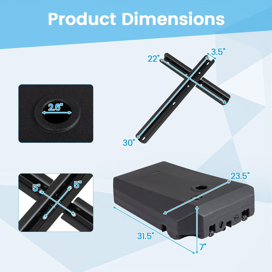Giantex Fillable Cantilever Umbrella Base 250 lbs Heavy-Duty Offset Patio Umbrella Stand