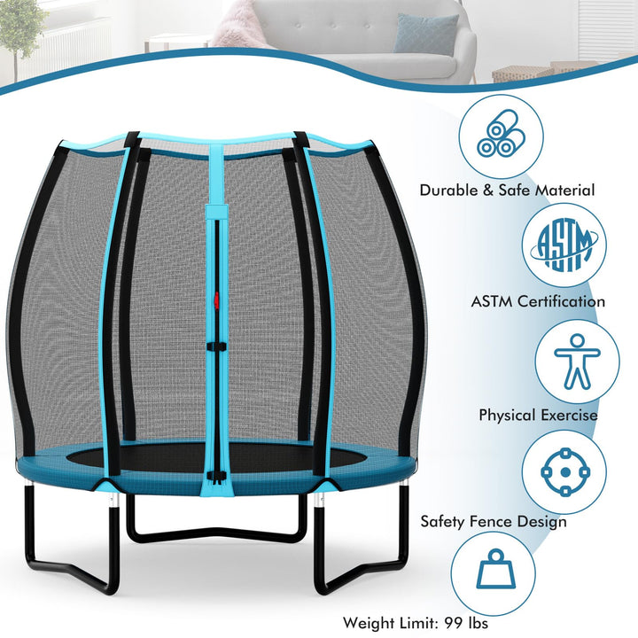 Giantex 55" Trampoline for Kids, Mini Toddler Trampoline w/Enclosure Net, Safety Pad, Outdoor Indoor Kids Trampoline for Boys Girls Gift, Blue