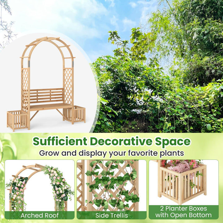 Giantex Outdoor Bench with Garden Arch & Planters