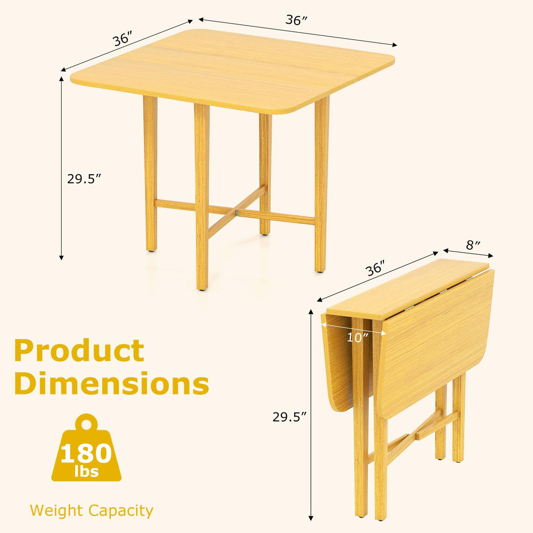 Giantex 36" Extendable Dining Table with Drop Leaf X-Shaped Frame Rubber Wood Legs