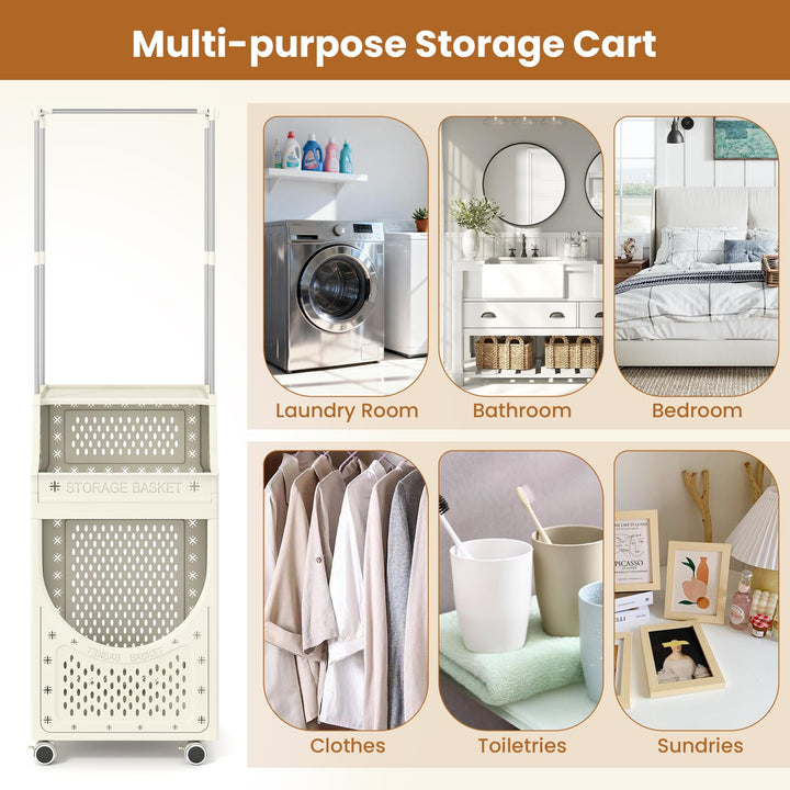 Giantex 3-Tier Laundry Cart with Hanging Rack