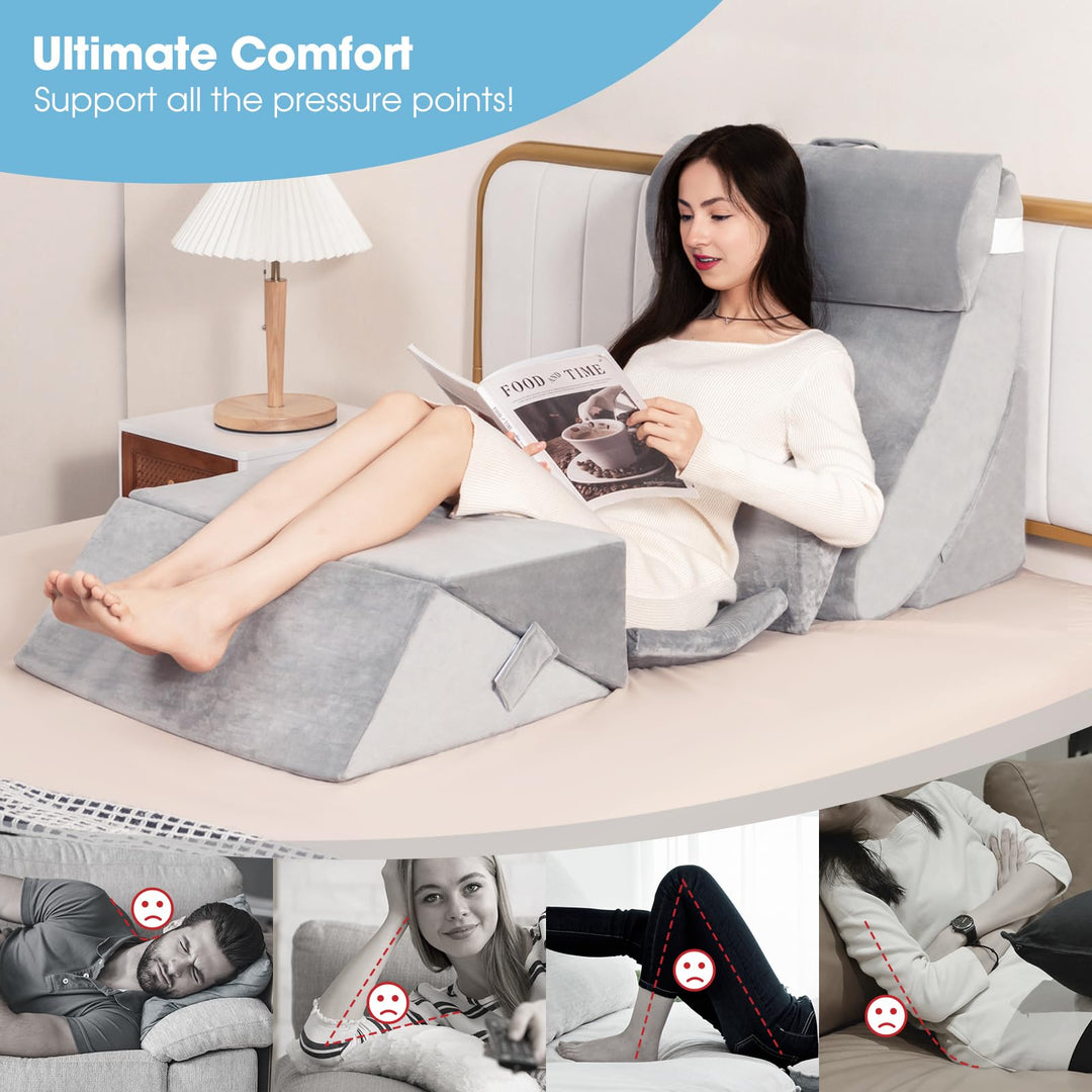 Giantex 7 PCS Orthopedic Bed Wedge Pillow Set