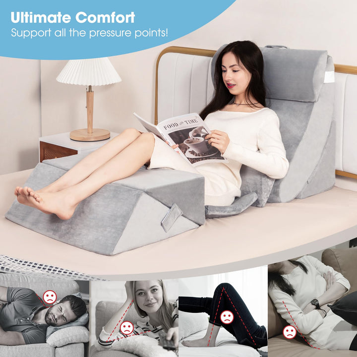 Giantex 7 PCS Orthopedic Bed Wedge Pillow Set