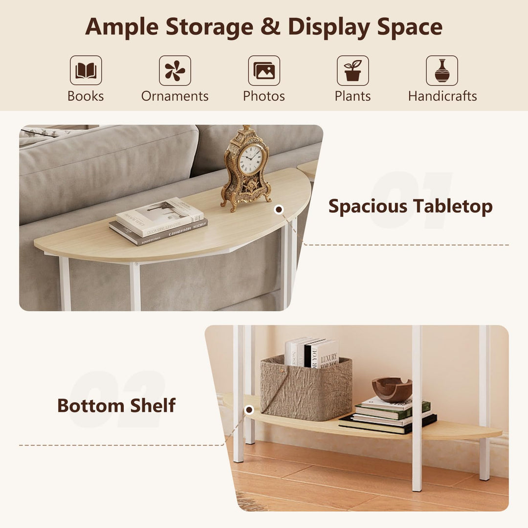 Giantex Half Moon Console Table | 40" Narrow Entryway Table with Storage Shelf