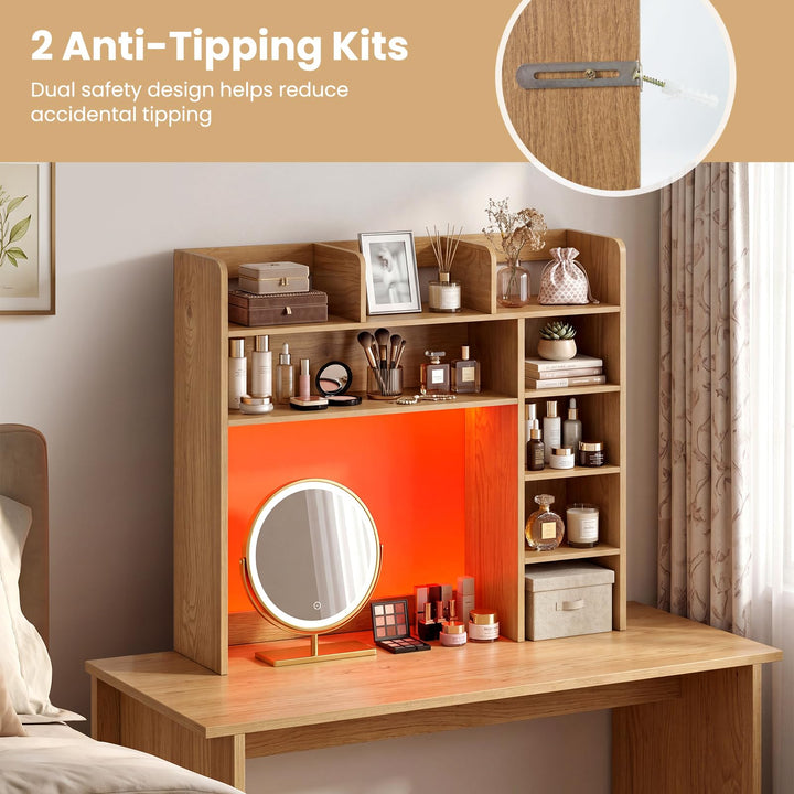 Giantex 35.5" Desktop Bookshelf with LED Lights