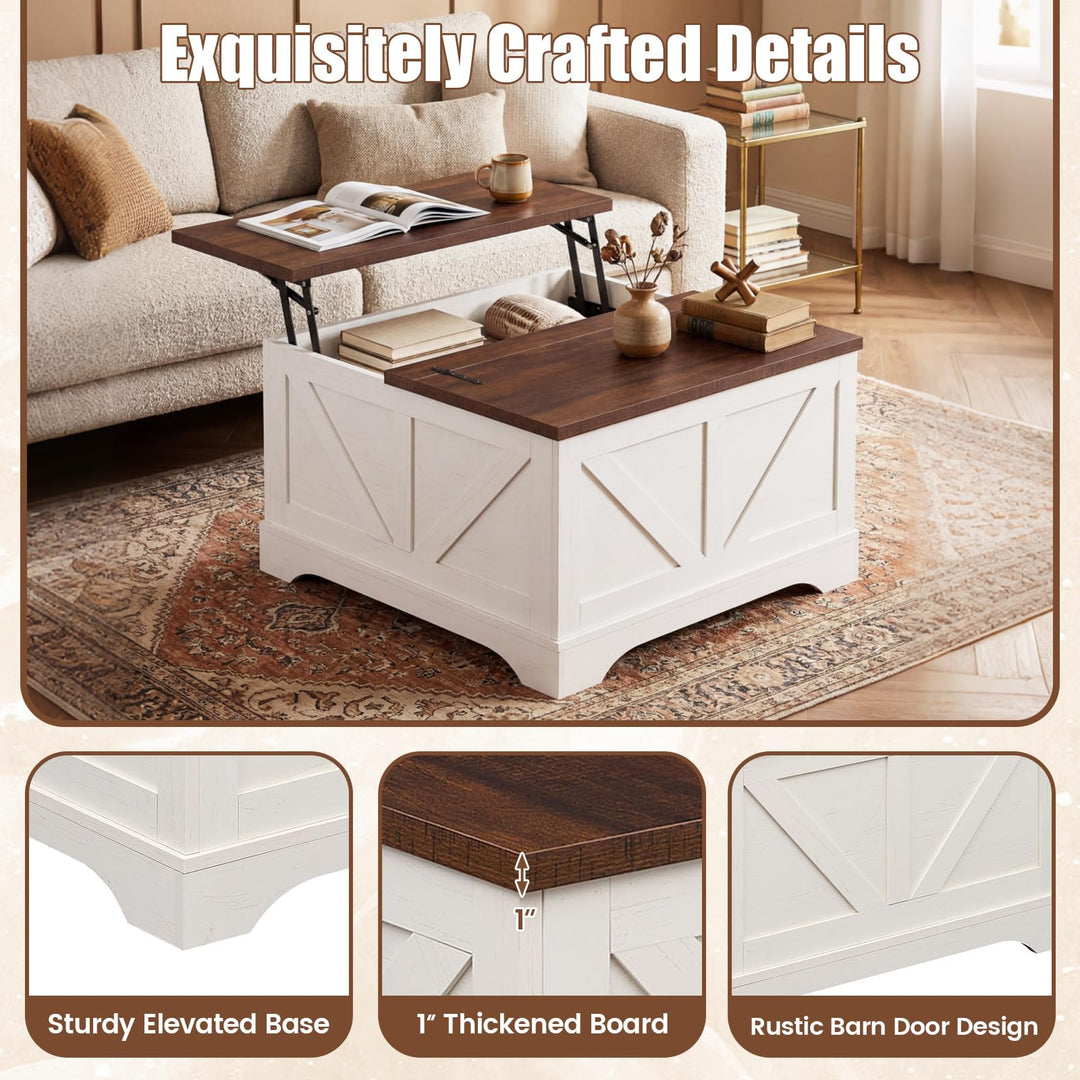 Giantex 31.5" Square Farmhouse Lift Top Coffee Table with Storage