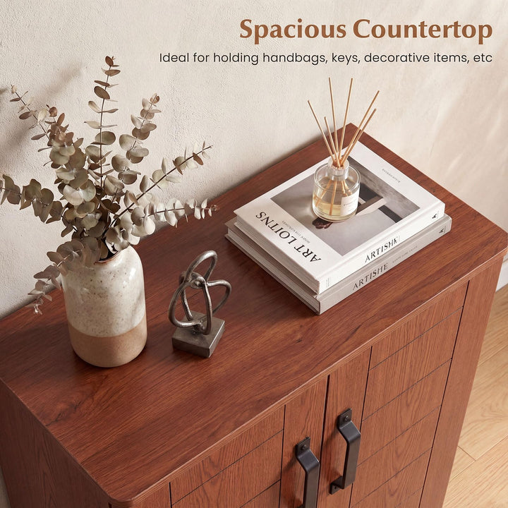 Giantex 5-Tier Shoe Storage Cabinet | Freestanding Wooden Entryway Cabinet w/Storage