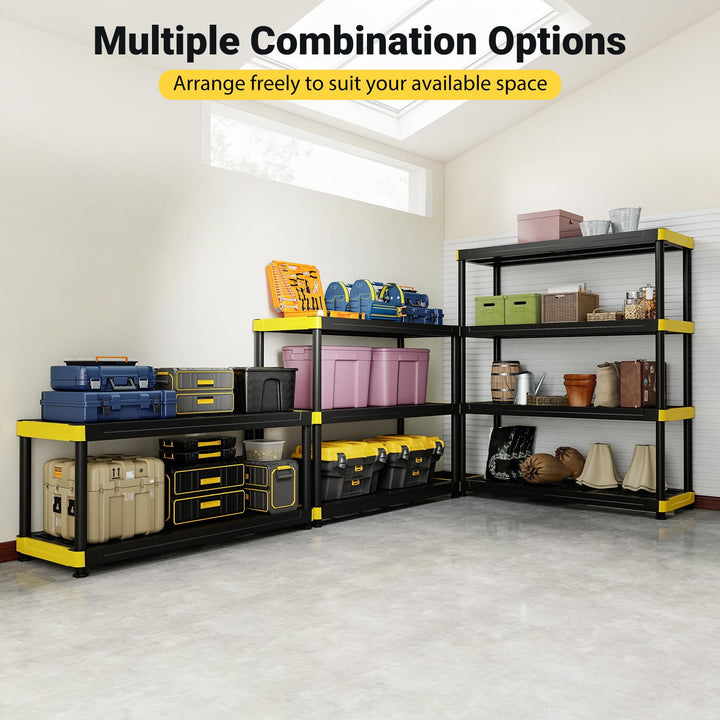 GIANTEX 4-Tier Plastic Storage Shelf with Anti-Tipping Kit &amp; Adjustable Feet