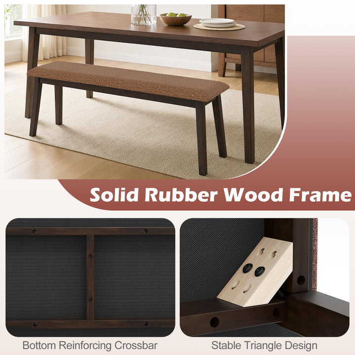 GIANTEX 43.5" Upholstered Dining Bench with Rubber Wood Frame (1/2)