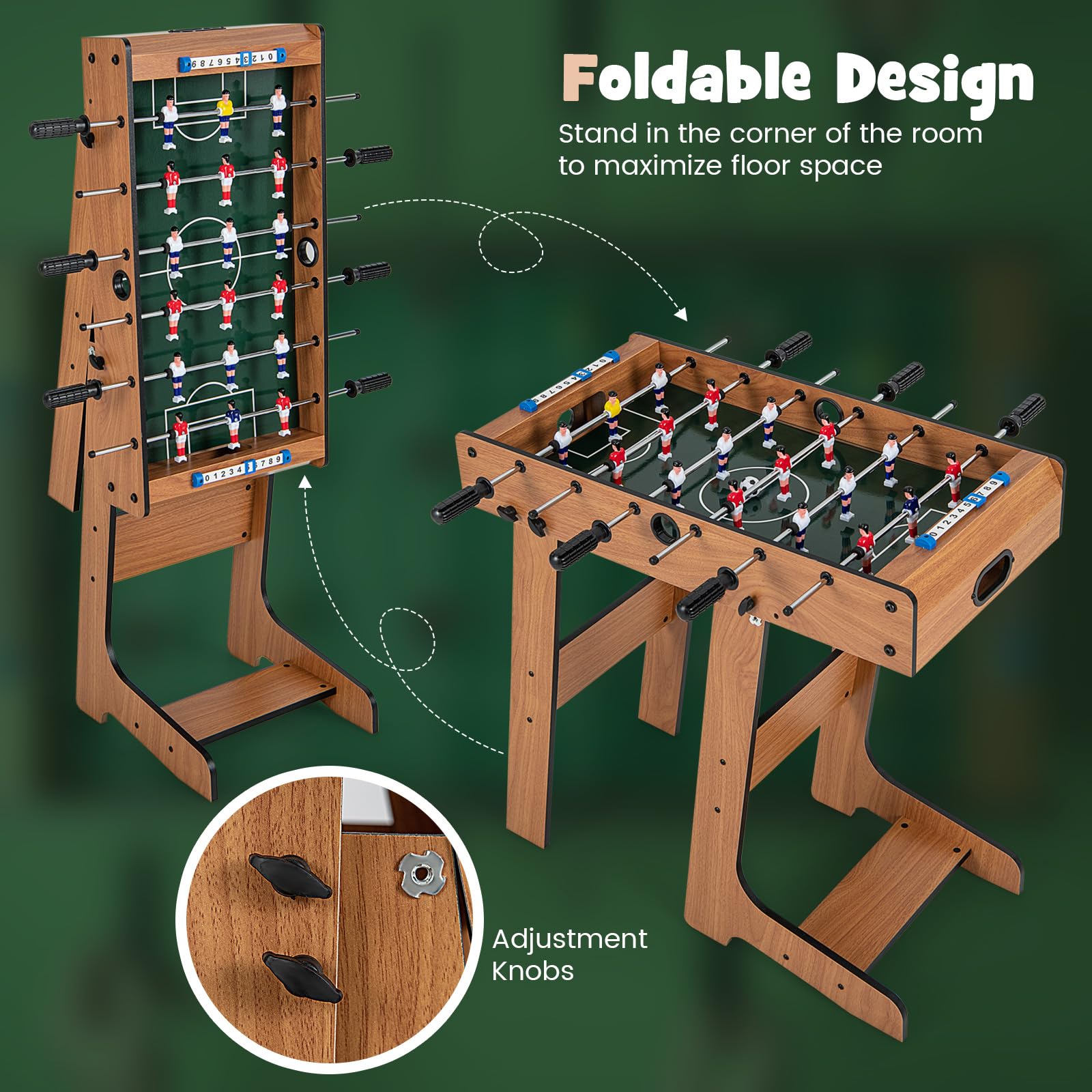 Giantex Folding Foosball Table, Space Saving Arcade Table Soccer with Durable Handle