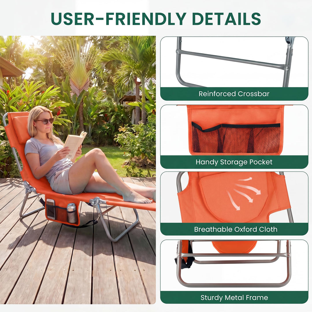 Giantex Folding Tanning Chair with Face Hole &amp; 5-Position Adjustable Backrest (1/2)