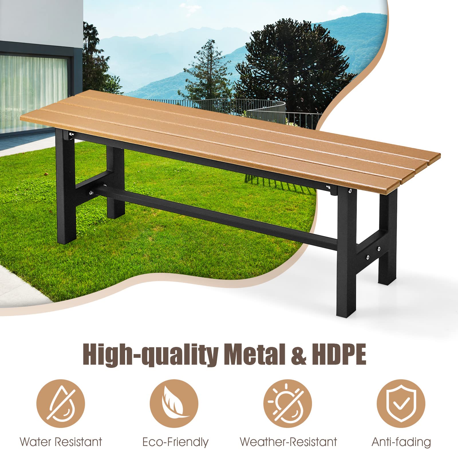 Giantex 2-Person Outdoor Bench Seat - Backless Patio Garden Bench