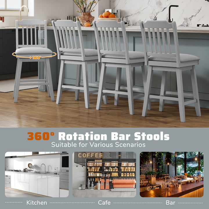 Giantex 25" Modern Bar Stools Set of 2/4 360° Swivel Counter Height Chairs