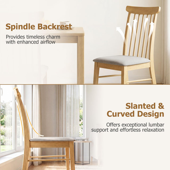 Giantex Dining Chairs Set of 2/4 w/Rubber Wood Frame