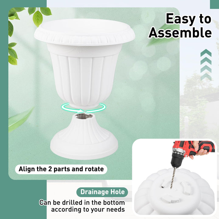 Giantex 18" Tall Urn Plastic Flower Pots with Pedestal Base & Pre-Marked Drain Hole