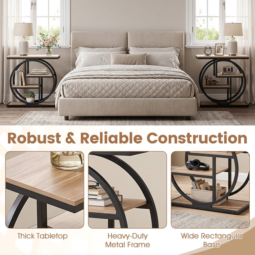 GIANTEX 4-Tier Faux Marble Sofa Side Table with 4 Open Shelves (1/2)
