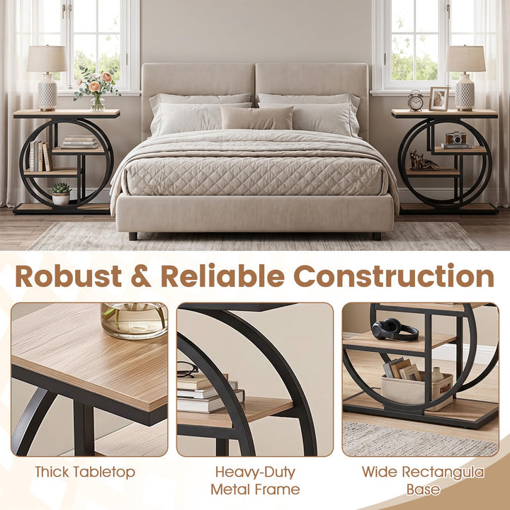 GIANTEX 4-Tier Faux Marble Sofa Side Table with 4 Open Shelves (1/2)