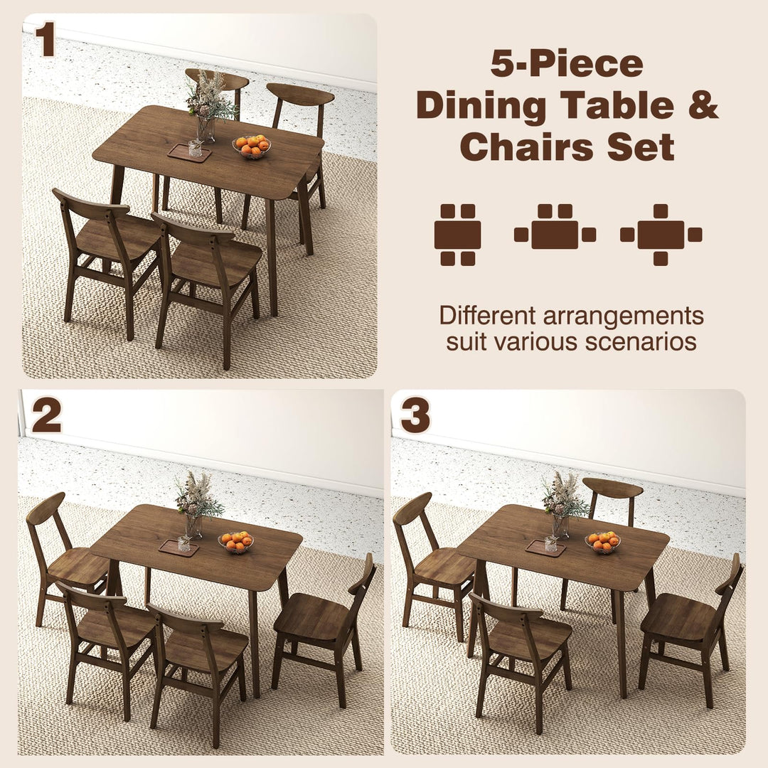 Giantex 5-Piece Mid-Century Modern Kitchen Table and Chairs Set for 4