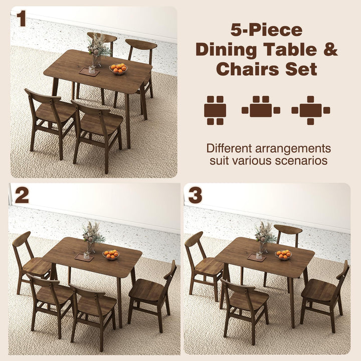 Giantex 5-Piece Mid-Century Modern Kitchen Table and Chairs Set for 4
