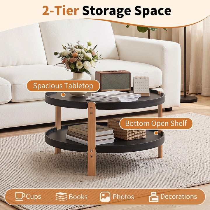 GIANTEX 2-Tier Small Coffee Table | 23.5" Center Table with Storage