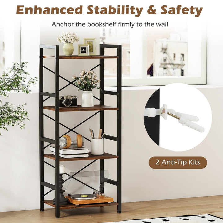 Giantex 4-Tier Bookshelf | Narrow Freestanding Display Shelf with Metal Frame (1/2)