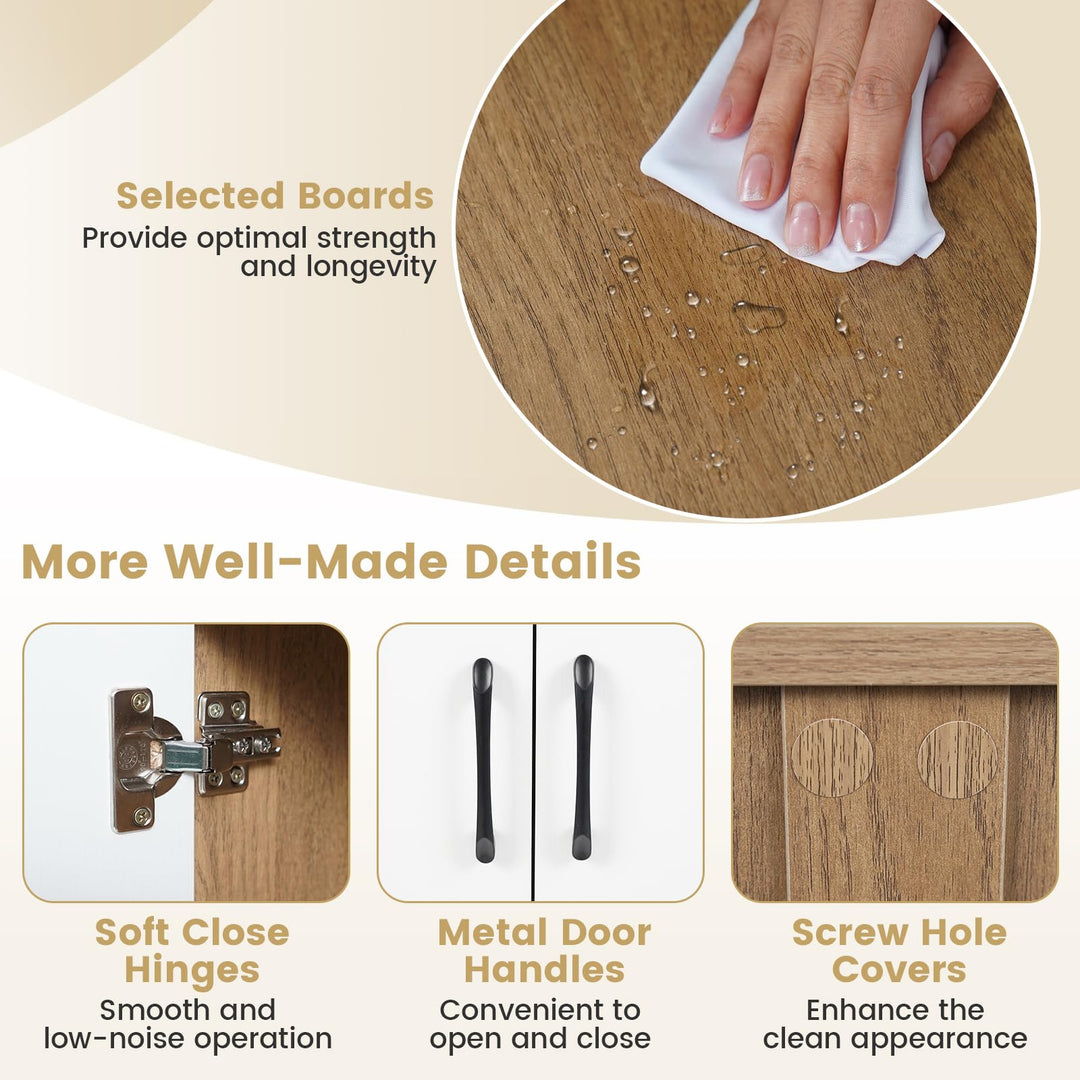 2-Door Kitchen Storage Cabinet with 5-Position Adjustable Shelf & Anti-Tipping Kits
