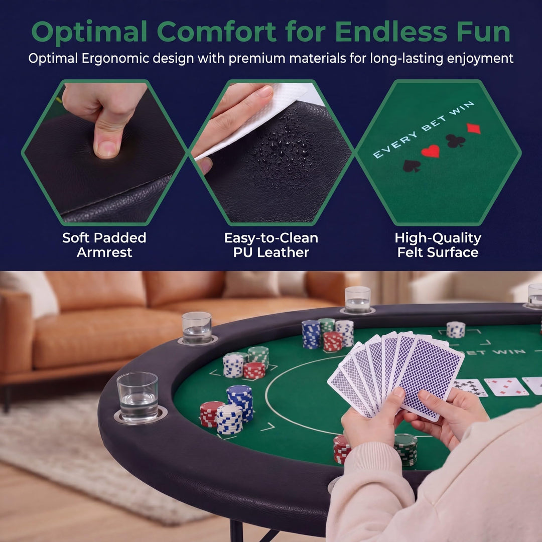 Giantex 8 Player 48" Round Texas Holdem Poker Table Foldable